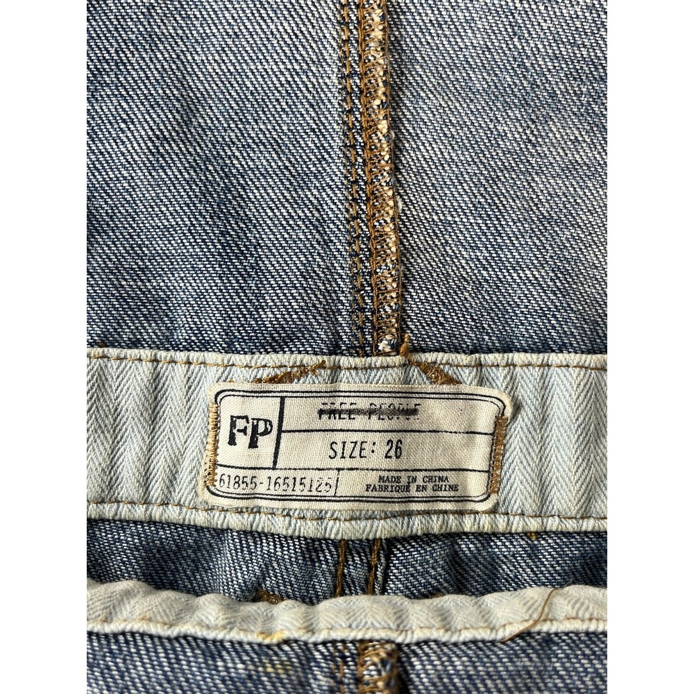 Free People Denim Jean Shortalls Women's Overall Shorts size 26 - Picture 6 of 16